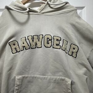 Rawgear Hoodie Men’s M Tan Beige Chenille Logo Oversized Gym Bradley Martyn
